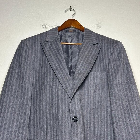 Apollo King Grey Blazer Coat Jacket Vest 2 Piece Suit Men Formal 42L Pinstripe - Picture 5 of 16